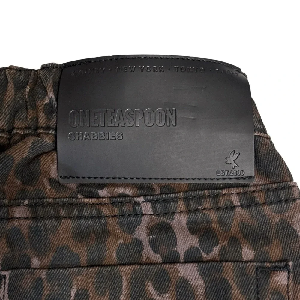 NWT OneTeaspoon Pants Sz XS Bronze Leo B Leopard  Shabbies Cotton Elastic Waist - Picture 13 of 16